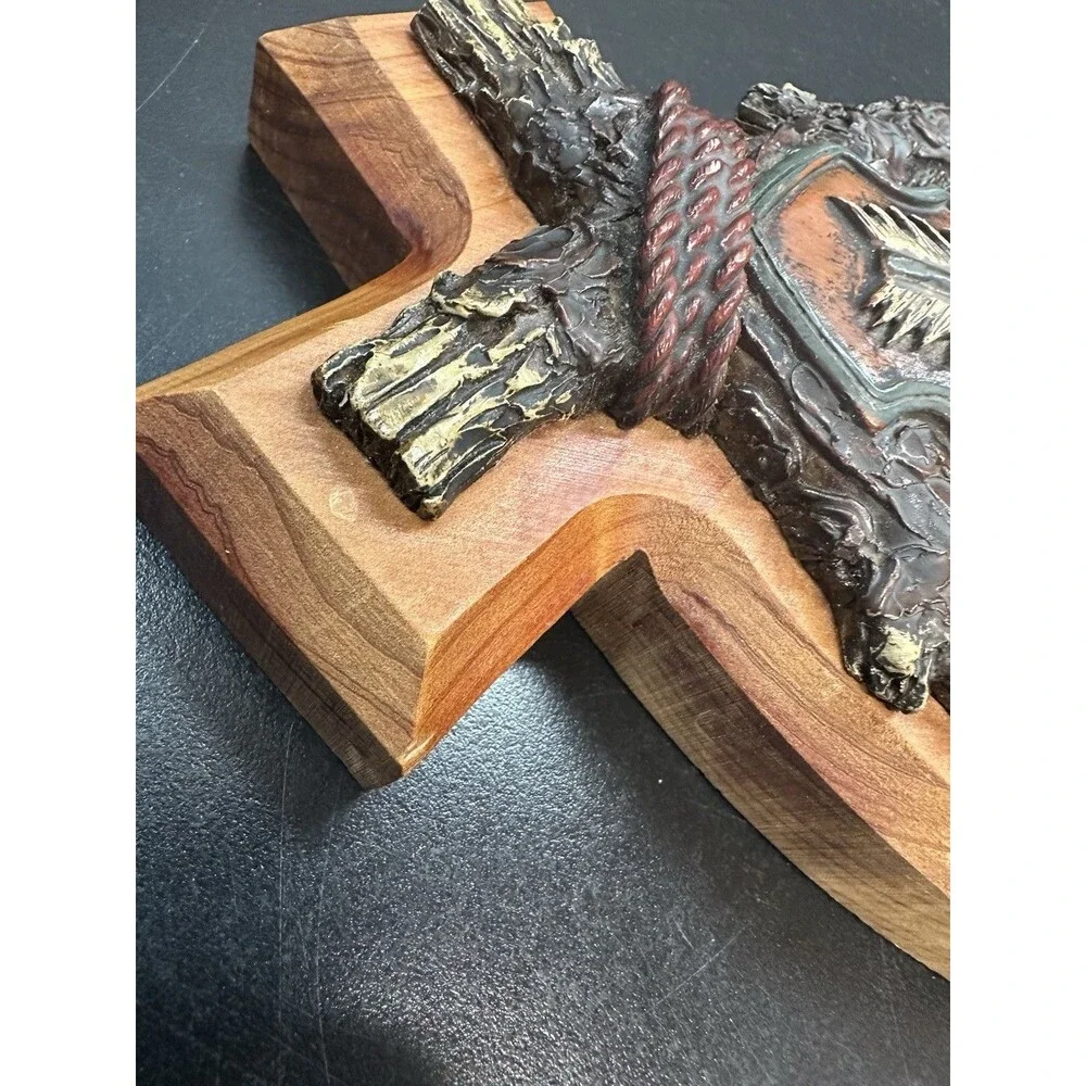Wood-Resin Cross/ Fish Design  Religious Christian Decor